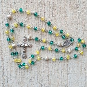 Teal & Yellow Crystal Rosary